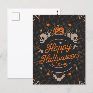 Schönes Orange Happy Halloween Postkarte