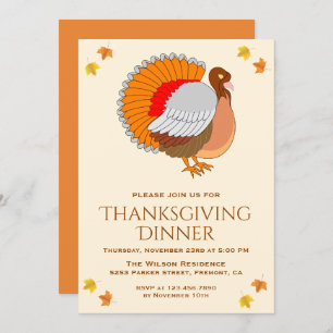 Schönes Orange Turkey Erntedank Dinner Party Einladung