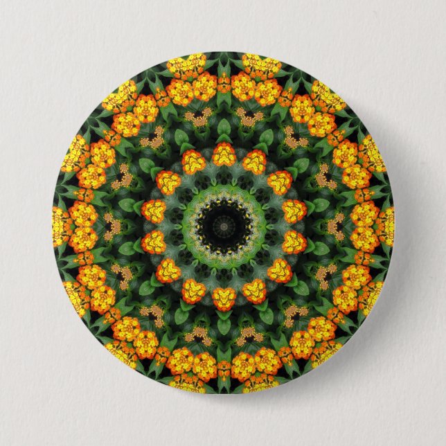 Schönes orange und gelbes Lantana-Kaleidoskop 2 Button (Vorderseite)