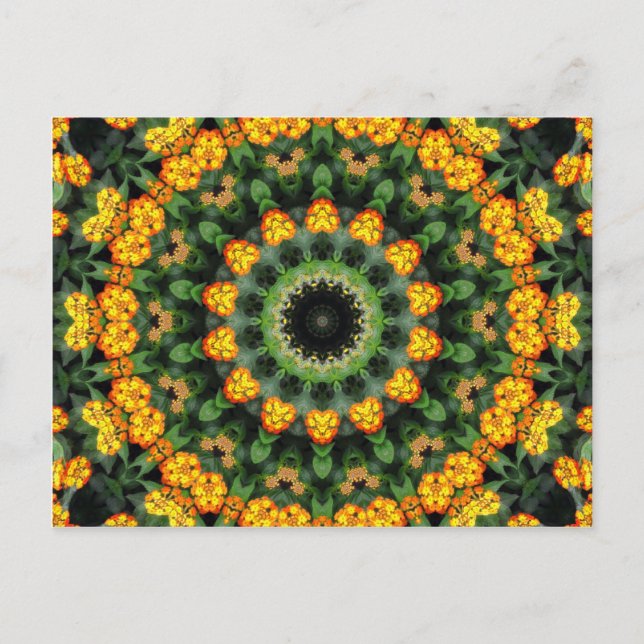 Schönes Orange und Gelbes Lantana Kaleidoskop 2 Postkarte (Vorderseite)