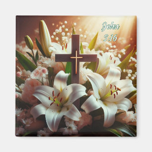 Schönes Osterlilienkreuz Magnet