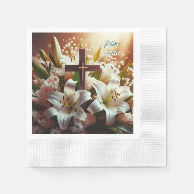 Schönes Osterlilienkreuz Serviette (Vorderseite)