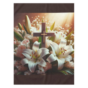 Schönes Osterlilienkreuz Tischdecke