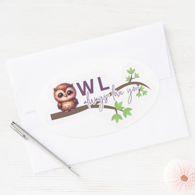 Schönes Owl-Design Ovaler Aufkleber (Umschlag)