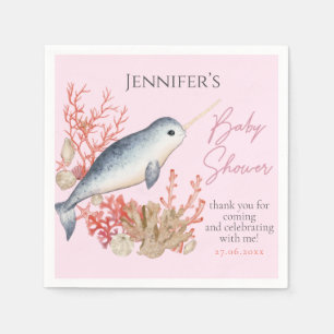 Schönes Ozeanbaby Narwhal seashells Babydusche Serviette