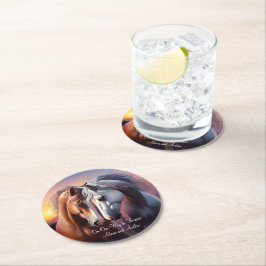 Schönes Paar Pferde für immer Jubiläum Runder Pappuntersetzer