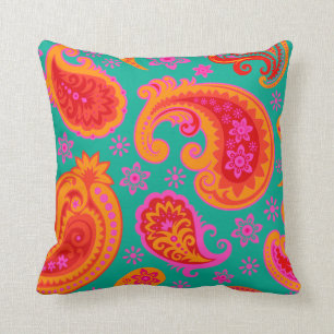 Schönes Paisley aquamarin orange Kissen