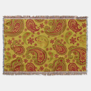 Schönes Paisley olivgrüner zitronengelber Decke