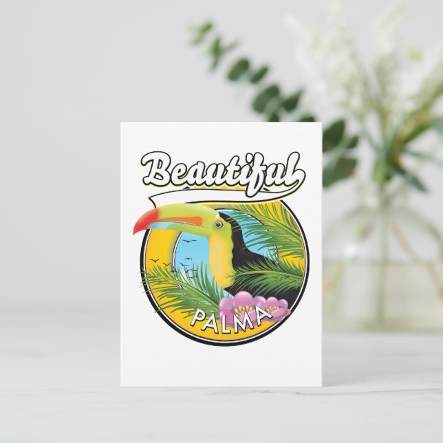 Schönes Palma, Toucan Logo Postkarte (Stehend Vorderseite)