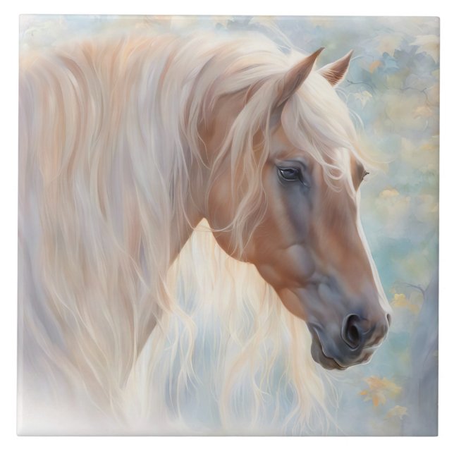 Schönes Palomino Pferd Long Mane Fliese (Vorderseite)