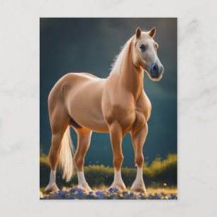 Schönes Palomino Quarter Reiten mit Blume Postkarte