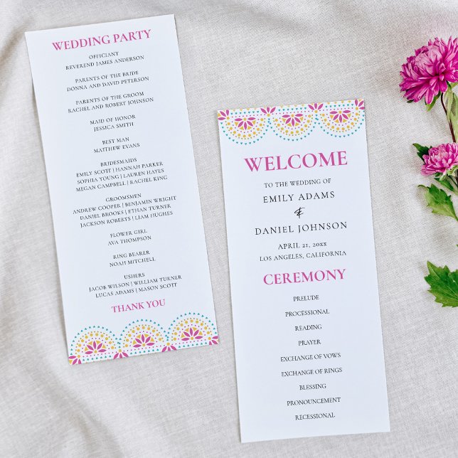 Schönes Papel Picado Mexikanisches Hochzeitsprogra (Von Creator hochgeladen)