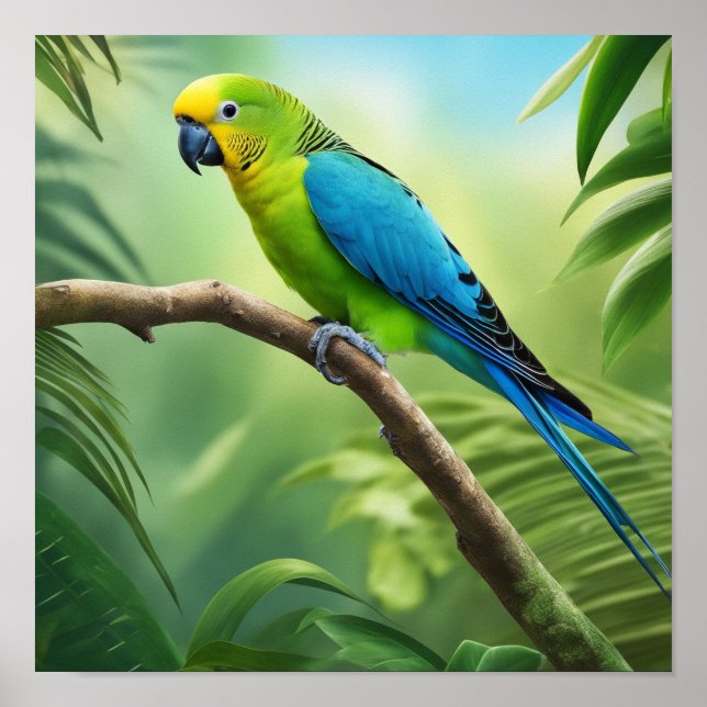 Schönes Parakeet im Dschungel Poster (Vorne)