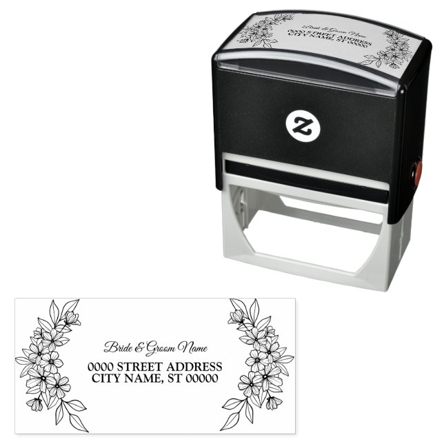 Schönes Party Blumenrahmen Elegante Adresse Permastempel (Beispiel)