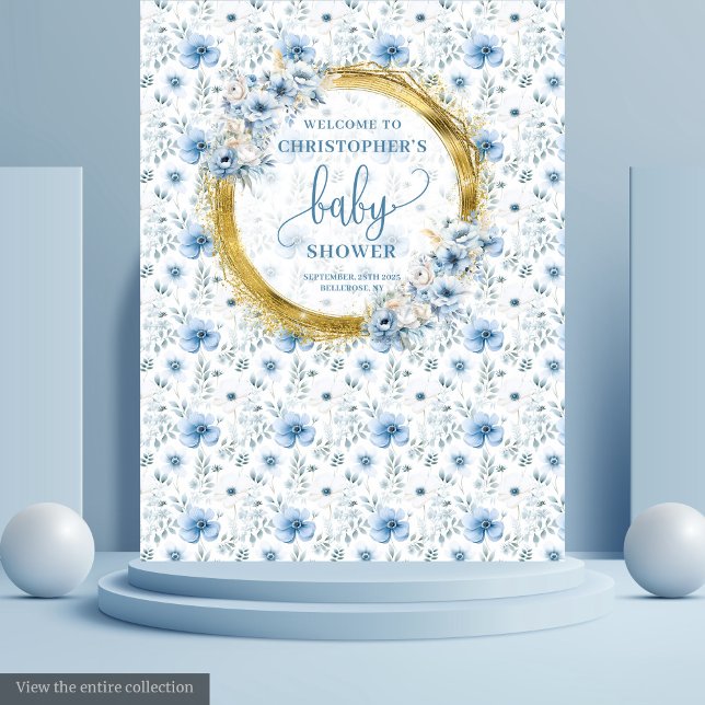 Schönes Pastel Blue Gold Baby Duschband Wandteppich (Lovely Pastel Blue Gold Baby Shower Tapestry

)