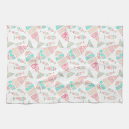 Schönes Pastel Nautical Fish Wasserfarben Muster | Geschirrtuch