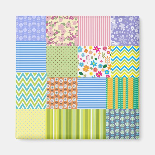 Schönes Patchwork-Design Magnet (Vorne)