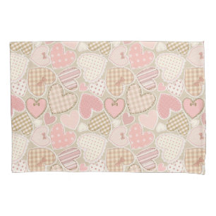 Schönes Patchwork Quilt Muster Pink Hearts Bows Kissenbezug