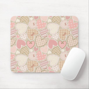 Schönes Patchwork Quilt Muster Pink Hearts Bows Mousepad