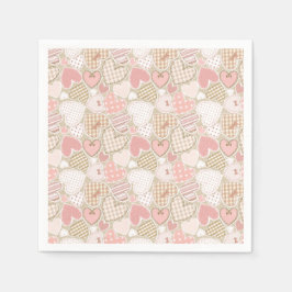Schönes Patchwork Quilt Muster Pink Hearts Bows Serviette