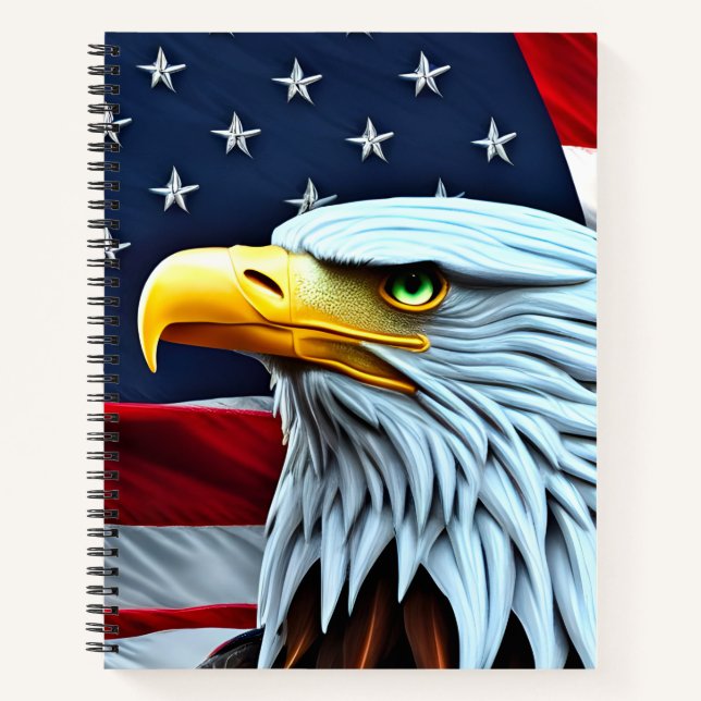 Schönes Patriotic American Eagle Flag Notebook Notizbuch (Vorderseite)