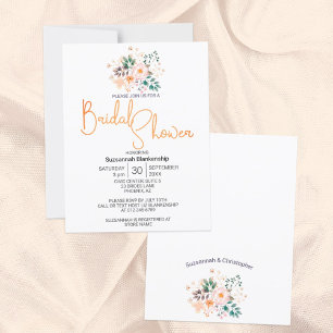 Schönes Peach Begonia Greenery Brautparty Einladung