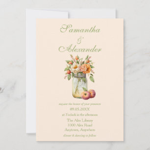 Schönes Peach Themed Mason Jar Wedding Einladung