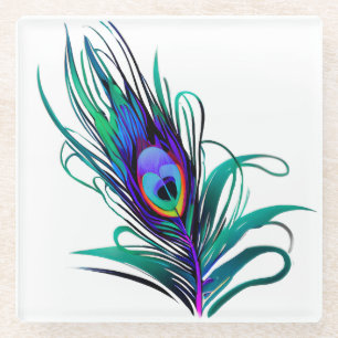Schönes Peacock Feather Glasuntersetzer