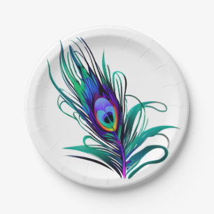 Schönes Peacock Feather Pappteller