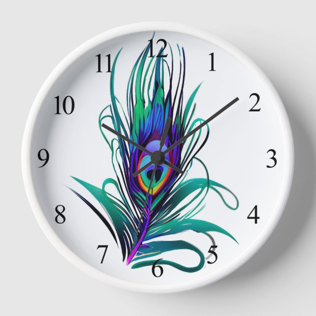 Schönes Peacock Feather Uhr (Vorderseite)