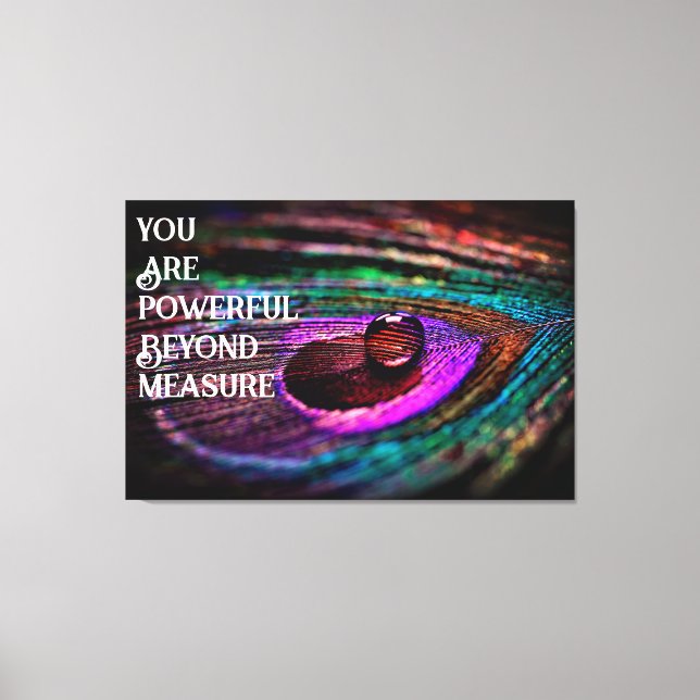 Schönes Peacock Feather Water Droplet Leinwanddruck (Vorderseite)