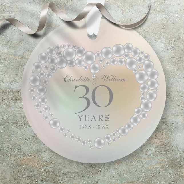 Schönes Pearl 30-jähriges Foto zum Hochzeitstag Ornament (Beautiful Pearl 30th Wedding Anniversary Photo Ornament)