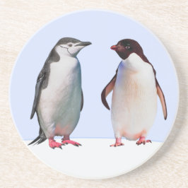 Schönes Penguin Bird Couple auf Light Blue Getränkeuntersetzer