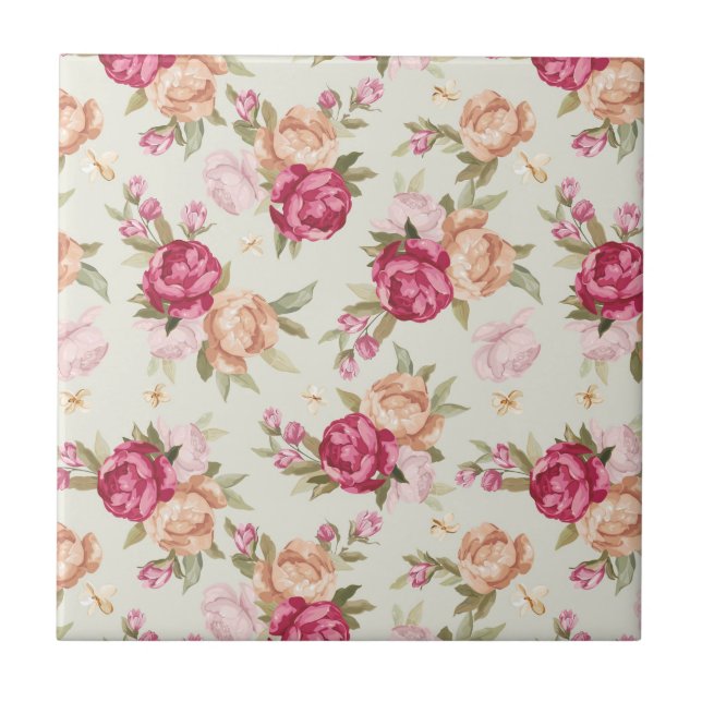 Schönes Perlmuster in Farbe auf Grün Fliese (Vorderseite)