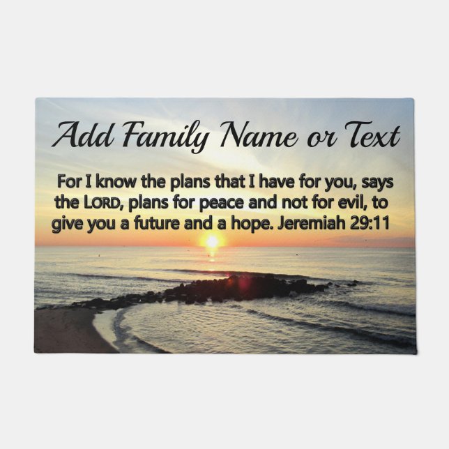 SCHÖNES PERSONALISIERT JEREMIAH 29:11 SONNENREISE FUßMATTE (Vorderseite)