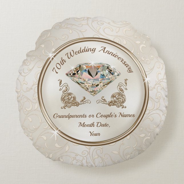 Schönes Personalisiertes 70-jähriges Jubiläum-Gesc Rundes Kissen (Vorderseite)