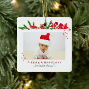 Schönes Personalisiertes Foto für Weihnachtsrahm Keramikornament