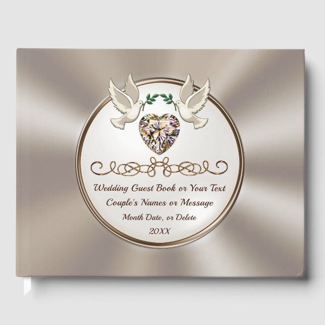 Schönes, Personalisiertes Gästebuch für Hochzeiten (Vorderseite)