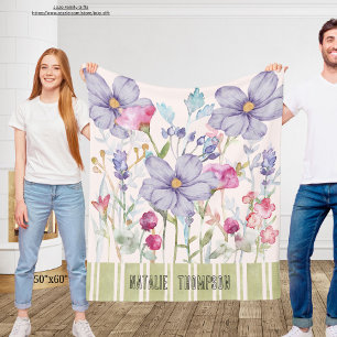 Schönes personalisiertes niedliches lila botanisch fleecedecke