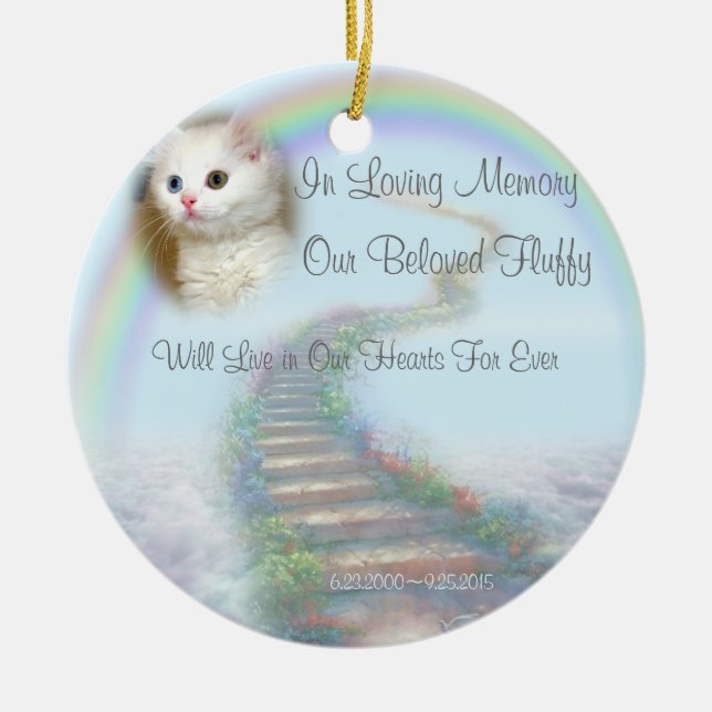 Schönes Personalisiertes Pet-Memorial mit Gebet Keramik Ornament (Vorne)