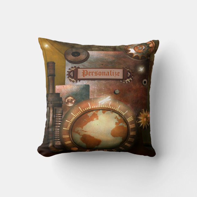 Schönes personalisiertes Steampunk Throw-Kissen Kissen (Vorderseite)