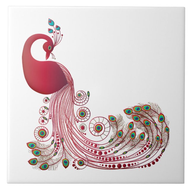 Schönes Pfauendesign Fliese (Vorderseite)