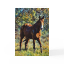 Schönes Pferd auf der Weide Friedliche Kunstkarte