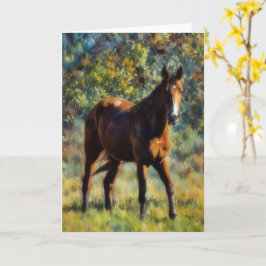 Schönes Pferd auf der Weide Friedliche Kunstkarte Karte