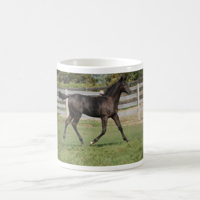 Schönes Pferd auf einem Feld Kaffeetasse (Mittel)