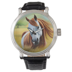 Schönes Pferd in der Landschaft Armbanduhr