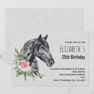 Schönes Pferd Kopf in Watercolor Geburtstag Einladung