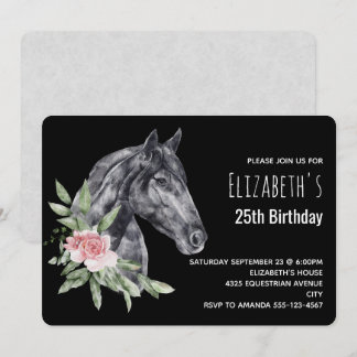 Schönes Pferd Kopf in Watercolor Geburtstag Invita Einladung