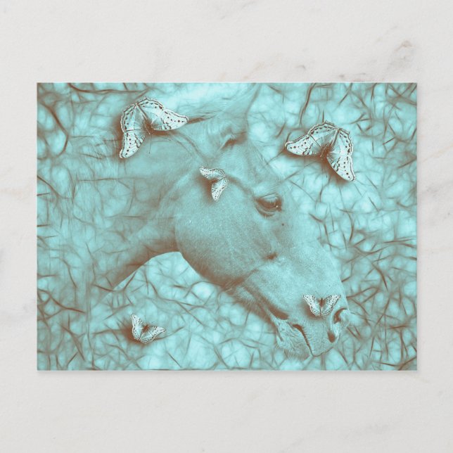 Schönes Pferd & Schmetterlinge waagerechte Postkar Postkarte (Vorderseite)