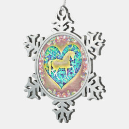 Schönes Pferd Schneeflocken Zinn-Ornament